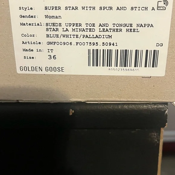 Golden Goose Navy Suede Sneakers with White Star and Cream Laces - Picture 3 of 3